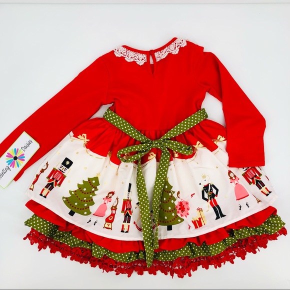 NWT Counting Daisies Nutcracker Print Holiday Christmas Ruffle Skirt Dress NEW - Picture 5 of 12